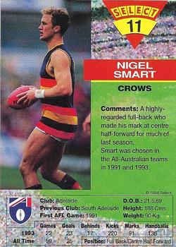 1994 Select AFL #11 Nigel Smart Back